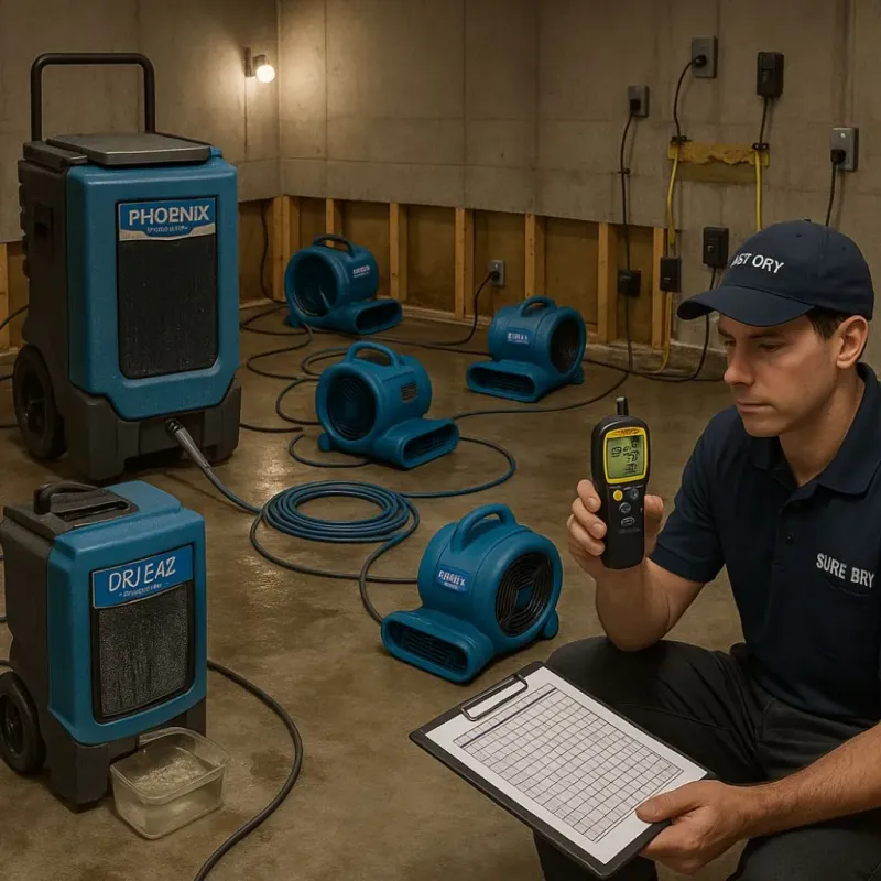 Structural Drying and Dehumidification process in Gifford, IL